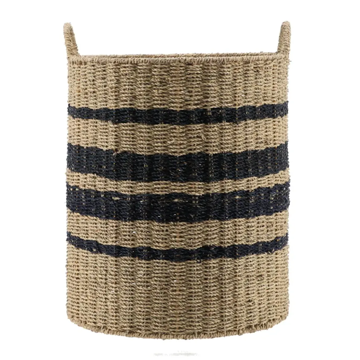 PANIERE A LINGE RONDE NATUREL NOIR D.42X56CM