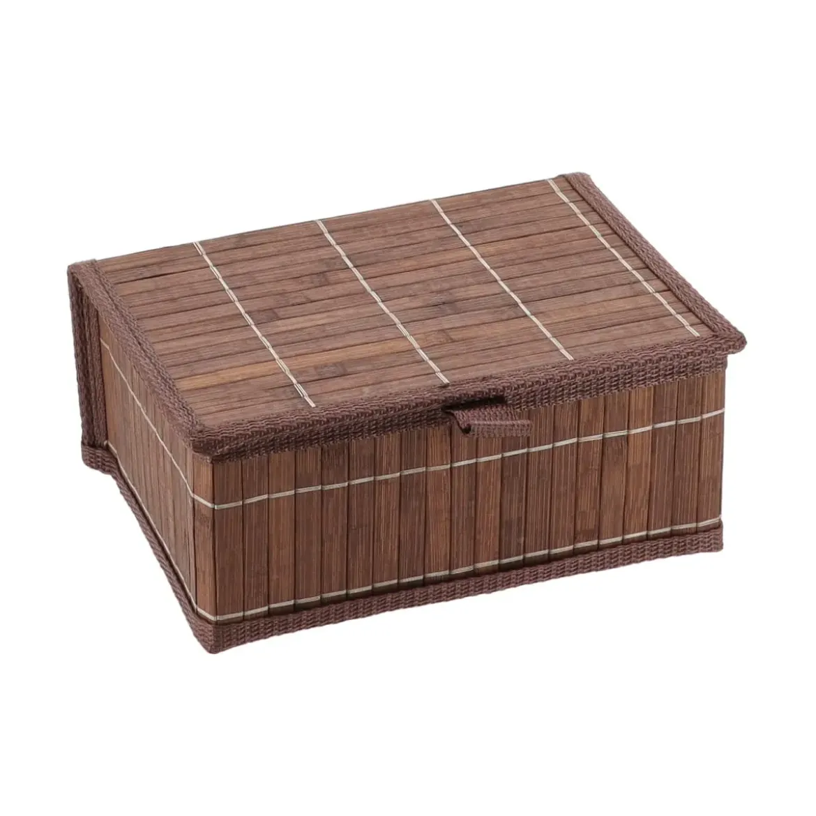 PANIERE BAMBOU AVEC COUVERCLE 22X16.5X10CM MARRON