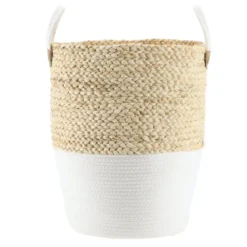 PANIERE COTON MATIERE VEGETALE NATUREL BLANC 35X46CM