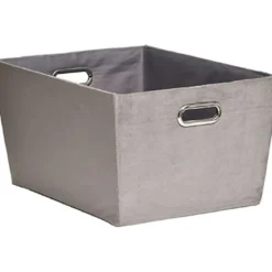 PANIERE DRESSING VELOURS D.24X45X35CM TAUPE