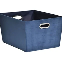 PANIERE DRESSING VELOURS D.24X45X35CM BLEU JEANS