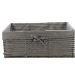PANIERE EN PAPIER STRUCTURE METAL 44X31X17CM GRIS TISSU GRIS