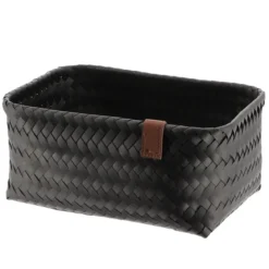 PANIERE EN 30X20.5X13.5CM ET LIEN FACON CUIR NOIR