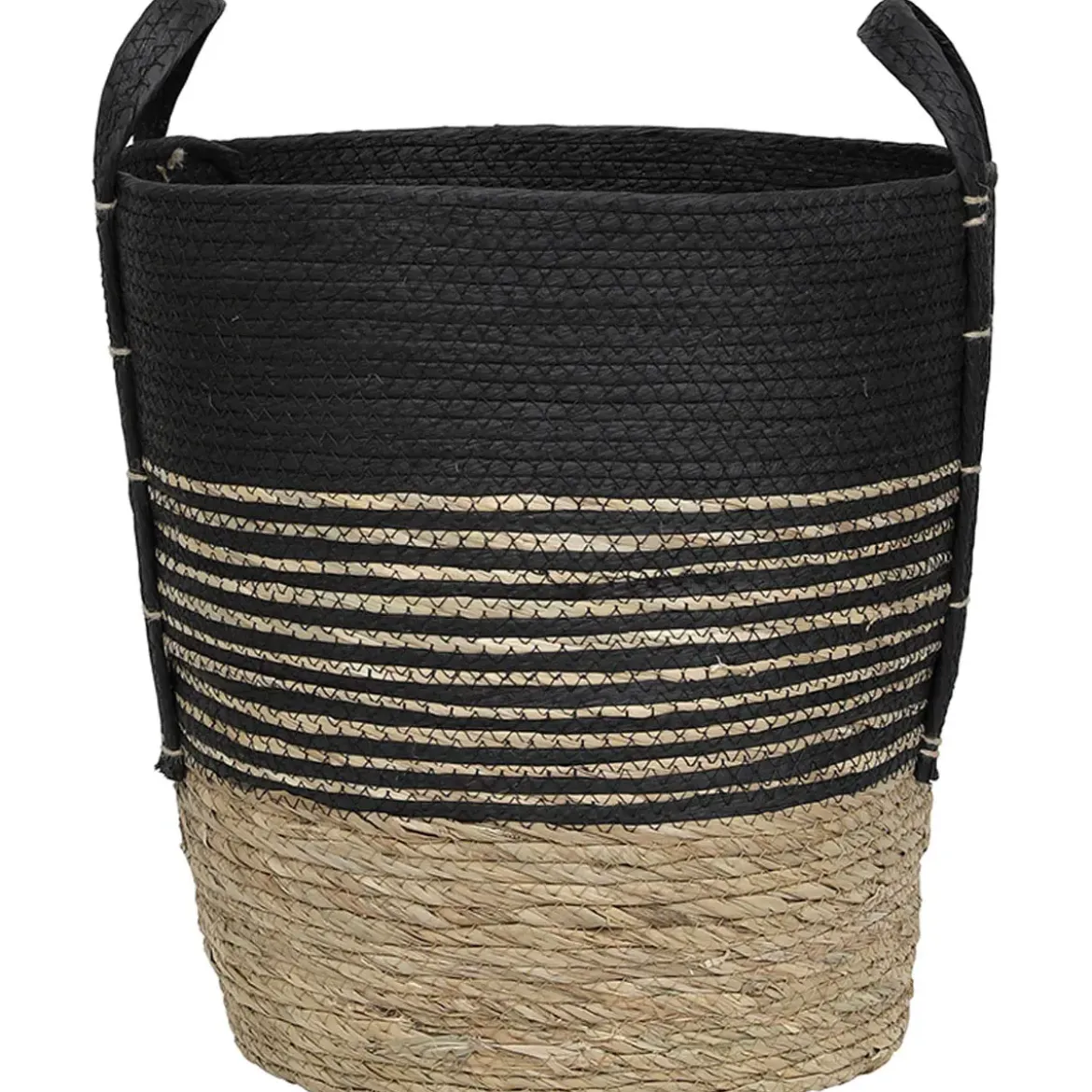 PANIERE FIBRE VEGETALE PAPIER D.40X42CM NATUREL NOIR