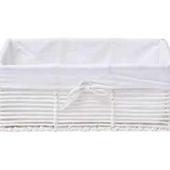 PANIERE GM EN PAPIER STRUCTURE METAL BLANC TISSU BLANC