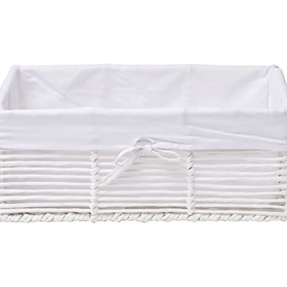 PANIERE GM EN PAPIER STRUCTURE METAL BLANC TISSU BLANC