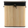 PANIERE LINGE PLIABLE DOUBLE COMPARTIMENT BAMBOU LIN NOIR