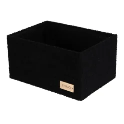 PANIER EN POLYESTER EFFET VELOURS 35X25X18CM NOIR
