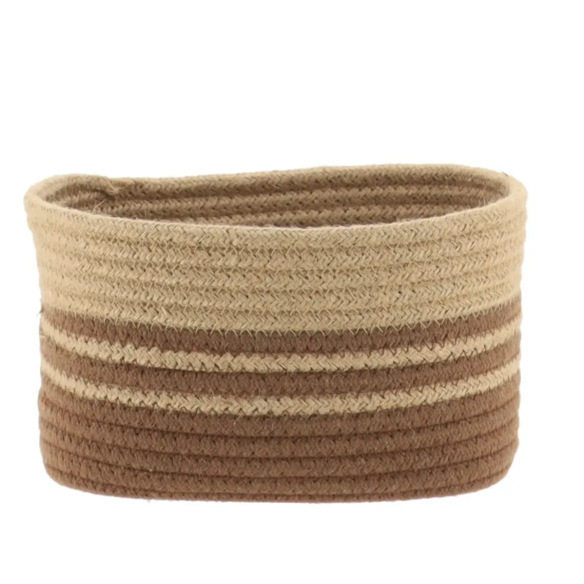 PANIERE OVALE AVEC DECO POMPON NATUREL MARRON 24X15X14CM