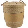 PANIERE PAPIER ET PAILLE AVEC COUVERCLE 37X43CM OCRE NATUREL