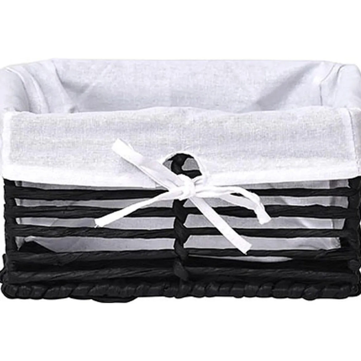PANIERE PM EN PAPIER STRUCTURE METAL NOIR TISSU BLANC