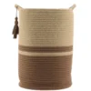 PANIERE RONDE AVEC DECO POMPON NATUREL MARRON 37X50CM