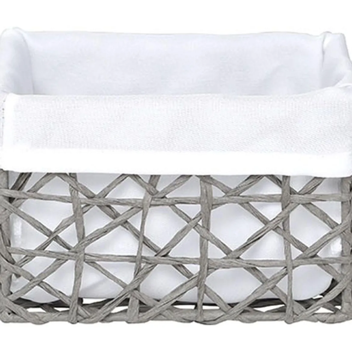 PANIER MM PAPIER GRIS TISSU CREME