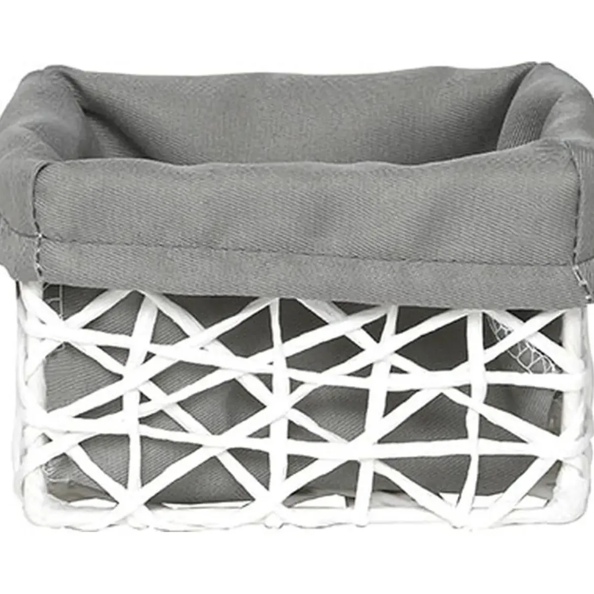 PANIER PM PAPIER BLANC TISSU GRIS