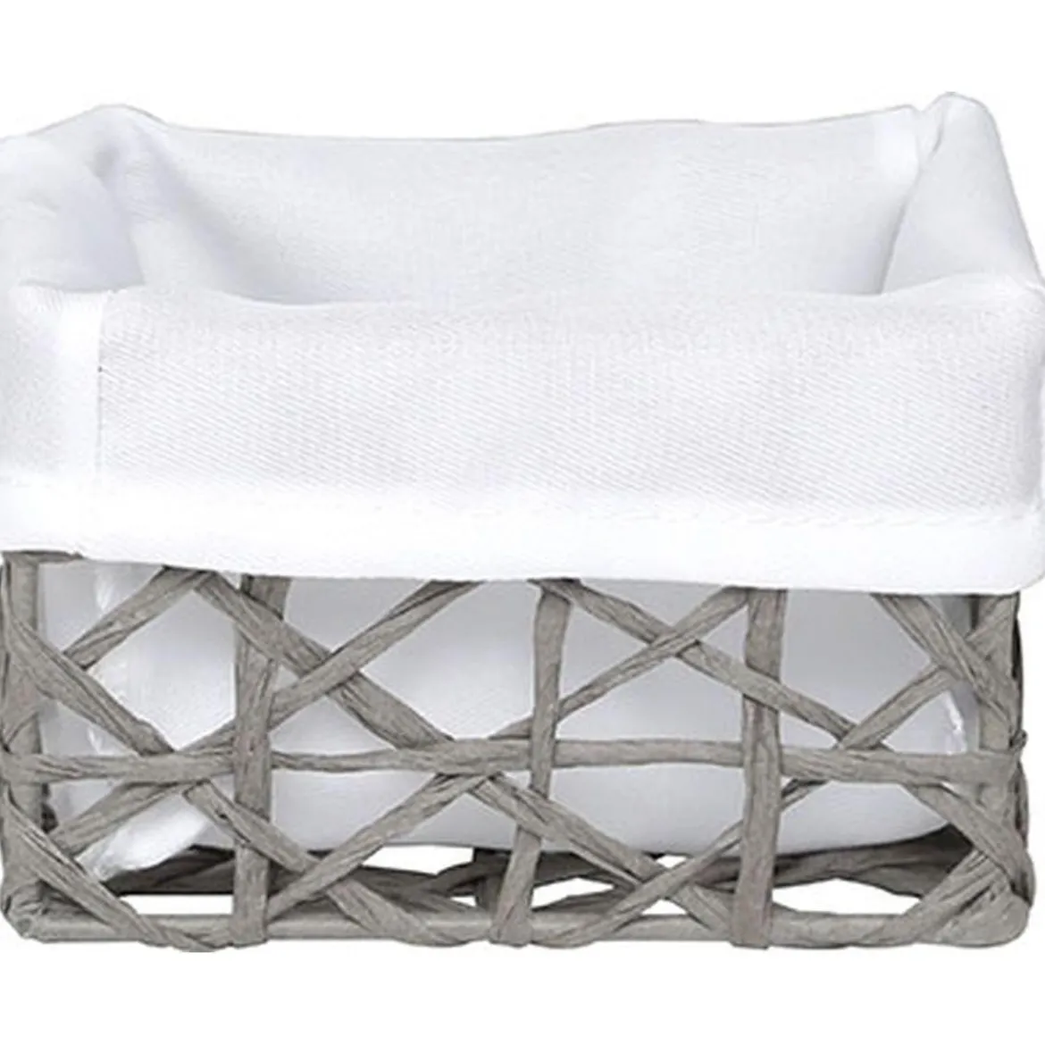 PANIER PM PAPIER GRIS TISSU CREME