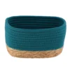 PANIER RECTANGLE COTON VEGETALE 21X13X12CM BLEU TAHITIEN