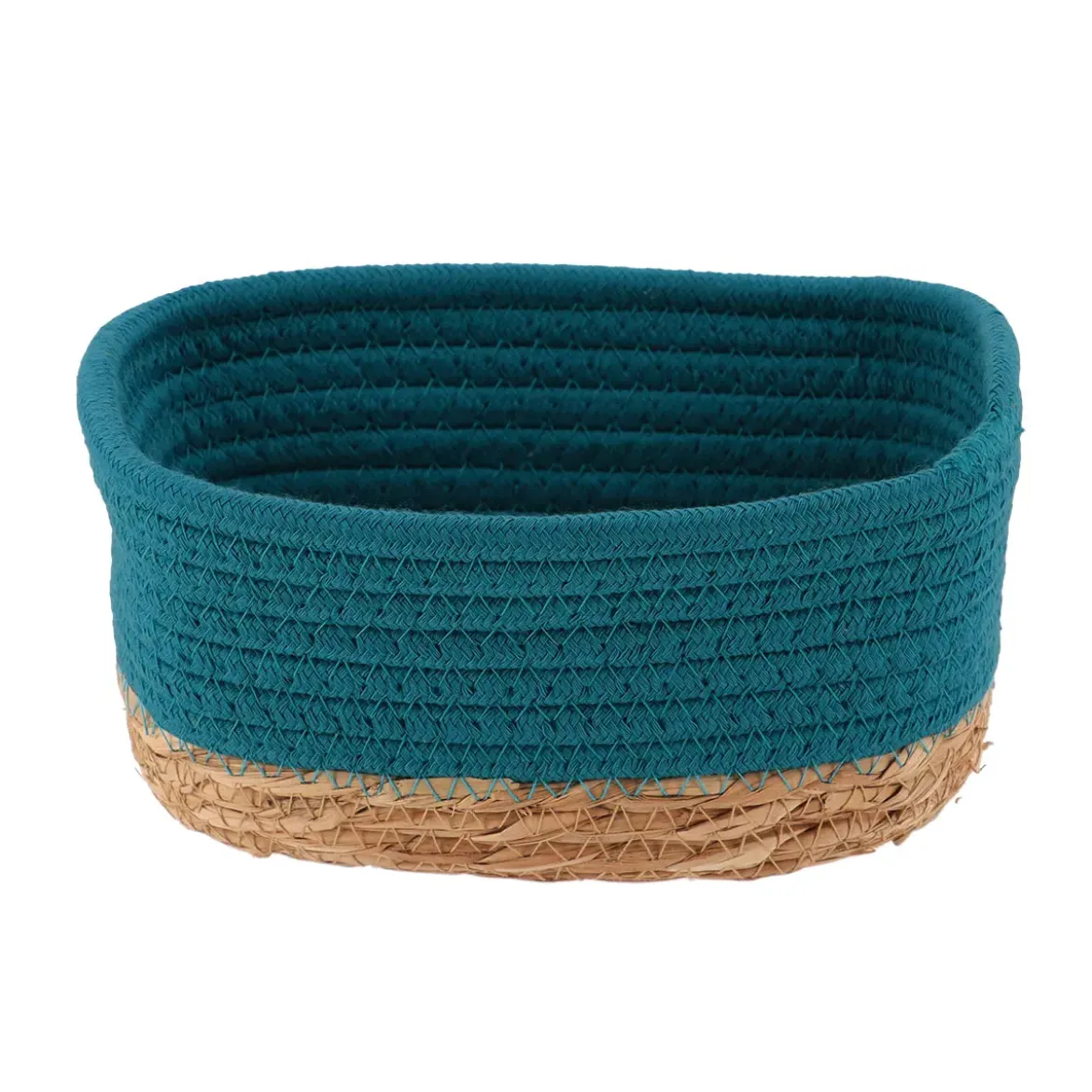 PANIER RECTANGLE COTON VEGETALE 19X11X10CM BLEU TAHITIEN