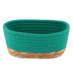 PANIER RECTANGLE COTON VEGETALE 19X11X10CM VERT CARAIBES