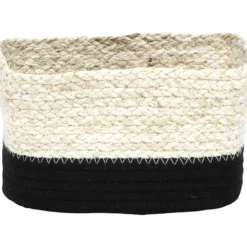 PANIER RECTANGULAIRE MAIS COTON 23X15X13 5CM NATUREL NOIR