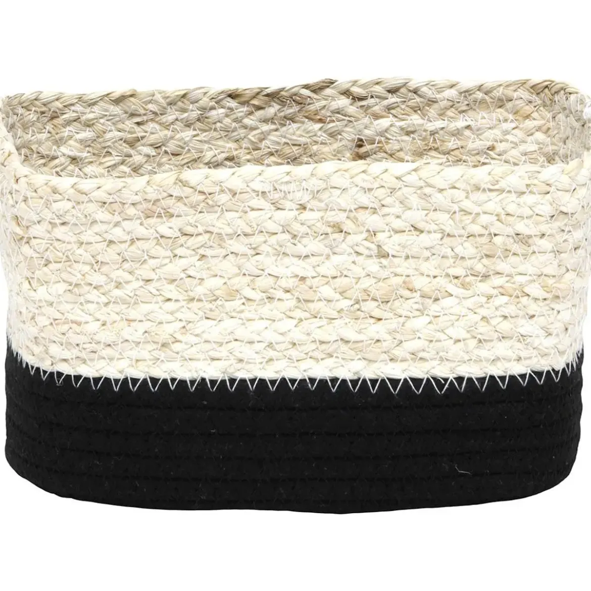 PANIER RECTANGULAIRE MAIS COTON 23X15X13 5CM NATUREL NOIR
