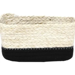 PANIER RECTANGULAIRE MAIS COTON 19X11X10CM NATUREL NOIR