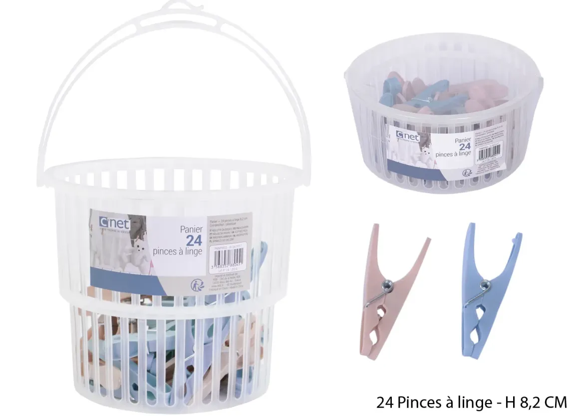 PANIER ROND AVEC 24 PINCES A LINGE