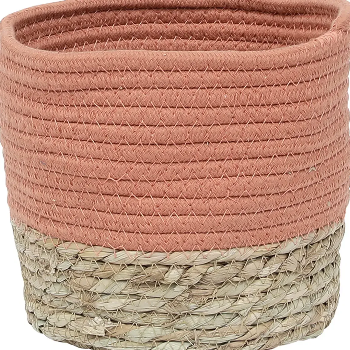 PANIER ROND COTON MATIERE VEGETALE ORANGE NATUREL D.19X16CM