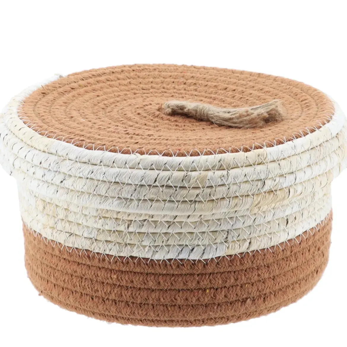 PANIER ROND COUVERCLE COTON MAIS 21X11CM NATUREL MARRON