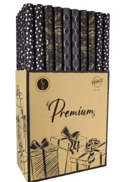 PAPIER CADEAU TEINTE MASSE NOIR 0.7X2M