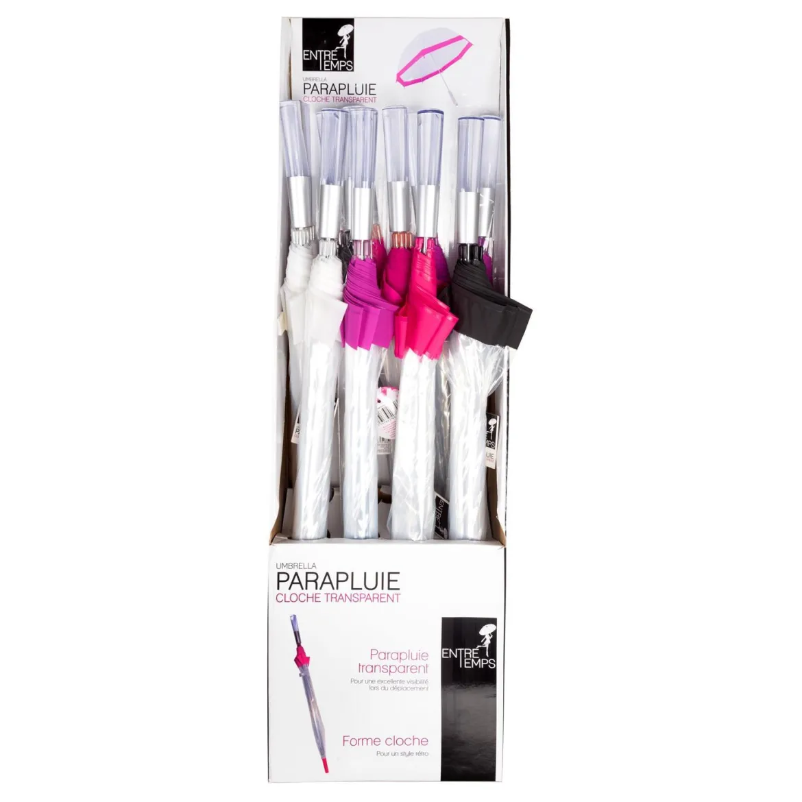 PARAPLUIE LONG DOME TRANSPARENT 80CM