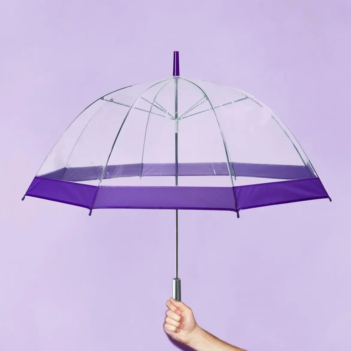 PARAPLUIE LONG DOME TRANSPARENT 80CM
