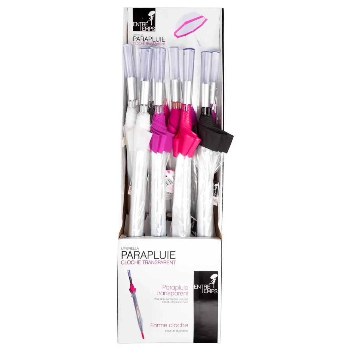 PARAPLUIE LONG DOME TRANSPARENT 80CM