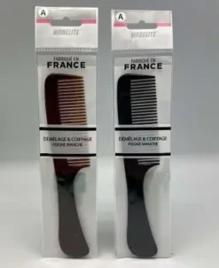 PEIGNE MANCHE PLAT NOIR ECAILLE BRILLANT
