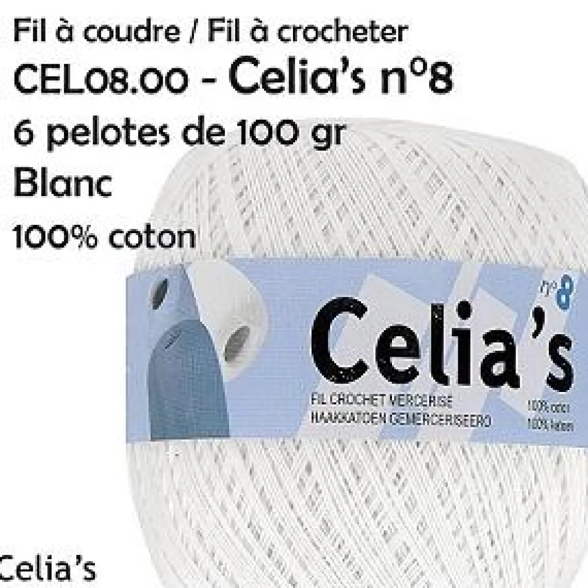PELOTES 100 GR 100 COTON A CROCHETER BLANC