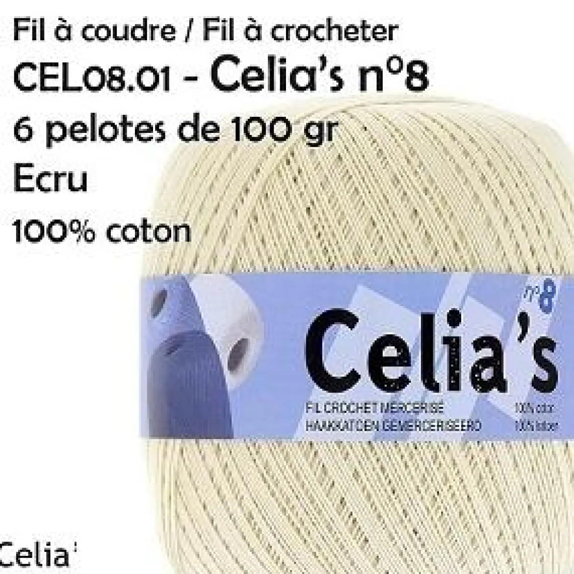 PELOTES 100 GR 100 COTON A CROCHETER ECRU