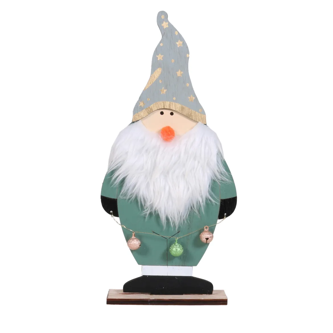 PERE NOEL A POSER GRELOTS VERT D EAU H.29CM