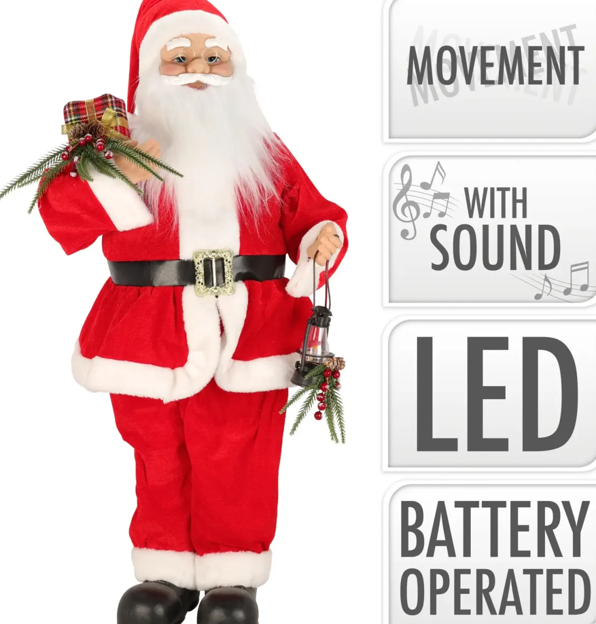 PERE NOEL DANSANT ET MUSICAL H.85CM