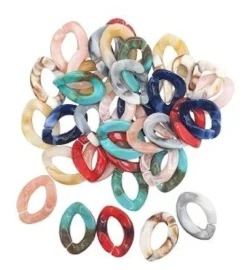 PERLES ACRYLIQUE CHAINONS MARBREES 1.6X2.2CM X40 PIECES