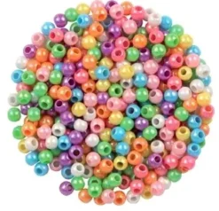 PERLES ACRYLIQUE NACREES RONDES 8 COULEURS 0.6CM X40G