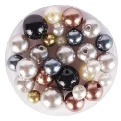 PERLES ACRYLIQUE NACREES RONDES TENDANCE 0.8CM X30G