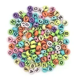 PERLES ACRYLIQUE RONDES ALPHABET PASTEL 7X0.3MM X40G