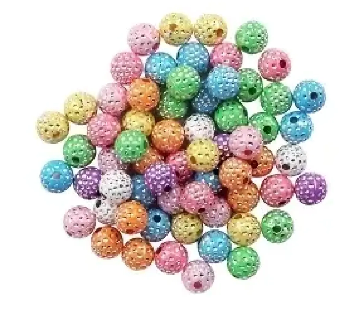 PERLES ACRYLIQUES STRASS RONDES 1 CM X 64 PCS