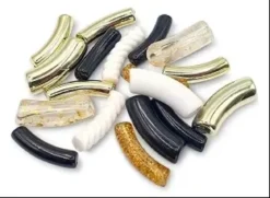 PERLES ACRYLIQUE TUBE INCURVE 2 TAILLES X18 PIECES