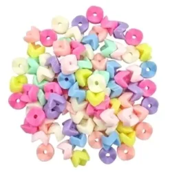PERLES FANTAISIE ACRYLIQUE COULEURS PASTELS 0.9X0.5CM X45G