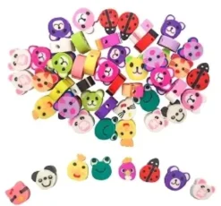 PERLES FANTAISIE PATE POLYMERE ANIMAUX X60 PIECES