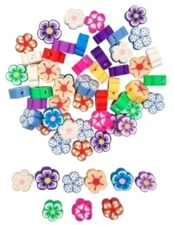 PERLES FANTAISIE PATE POLYMERE FLEURS 1X0.4CM X60 PIECES