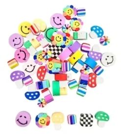 PERLES FANTAISIE PATE POLYMERE MULTICOLORE X60 PIECES