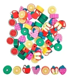 PERLES FANTAISIE PATE POLYMERE FRUITS 1X0.4CM X60 PIECES