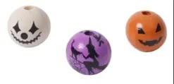 PERLES HALLOWEEN BOIS 19MM X9 PIECES