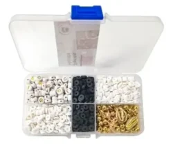 PERLES HEISHI NOIR BLANC ET DORE 6X1.2MM X1000 PIECES